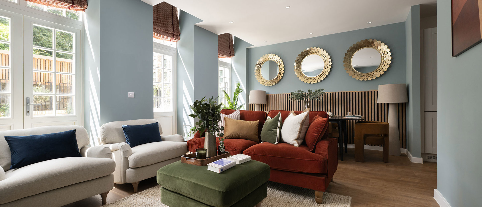 Bright open-plan living room at Frankham Walk